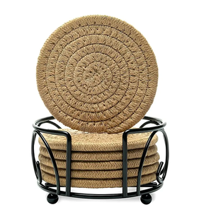 New Trending Design Placemats Rattan Tea Coaster Rattan <b>Round</b> <b>Mats</b> & Pad Table Decoration Wedding Rattan Coasters Tea Platter - Product Image 2