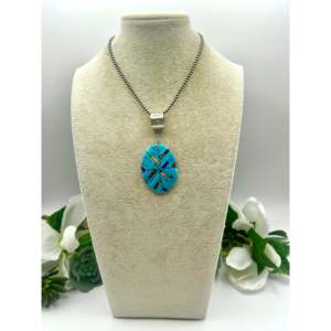 Joe Reano Turquoise Multi-Stone and Sterling Silver Pendant Rhodium Plated Religious Charm with Rose Gold Gold Jewelry - Product Image 6