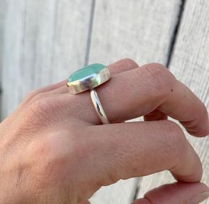 Bague en argent sterling 925 avec chalcédoine bleue classique taille ovale sertie clos, pour lui et elle, cadeau de mariage - Product Image 6