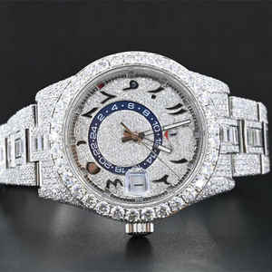 Montre d'affaires analogique personnalisée de haute qualité pour hommes lunette Marquise sertissage de diamants boîtier carré Moissanite incolore dernière mode - Product Image 1