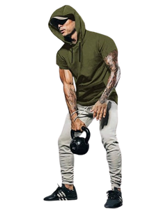 Sweat à capuche athlétique en molleton 100% coton pour homme, coupe ajustée, sans manches, pour la salle de sport, pour la saison d'automne - Product Image 3