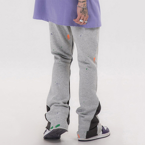 Pantalones de chándal personalizados para hombre, cintura elástica, pantalones de chándal acampanados informales, pantalones de chándal rectos apilados de cintura media - Product Image 4