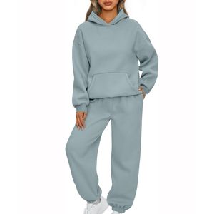 Wholesale Women's <b>Oversized</b> <b>Long</b> Pullover Tracksuit 100% Cotton Fleece Custom Logo Casual Solid Pattern Winter Tracksuits - Product Image 1