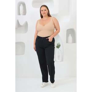 Pantalones de Punto Rectos Azul Marino para Mujer Talla Grande RMG con Mezcla de Elastano para Comodidad y Estilo en Invierno - Product Image 5