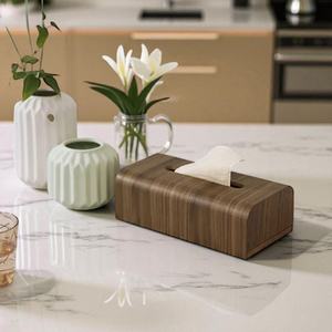 Luxury Walnut Tissue Box | Wooden <b>Paper</b> <b>Holder</b> for Bathroom & Living Room | Modern Desktop Storage Case | Home Decor Organiser - Product Image 3