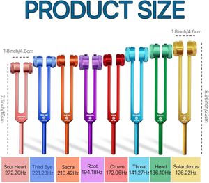 Diapasones de Colores con Peso, 7 Piezas, para Sanación, Equilibrio del ADN, Vibración y Yoga - Product Image 3