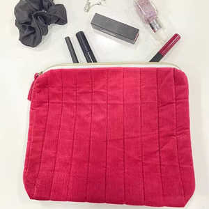 Bolsa de Cosméticos Personalizable de Alta Calidad para Mujer, de Pana y Muselina, con Cierre de Cremallera, Diseño Moderno, Estampado Satinado, India - Product Image 4