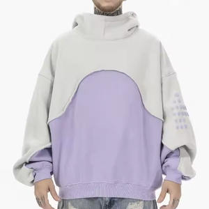 Nueva alta calidad personalizada moda gota hombro sudaderas con capucha Panel suéter hombres de gran tamaño en blanco Sudadera con capucha para hombres - Product Image 2