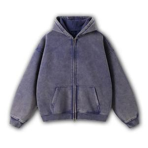 Nouveau sweat à capuche pour homme en tissu lourd vintage, sweat à capuche délavé à l'acide, sweat à capuche pour homme grande taille, sweat à capuche chaud pour l'extérieur, cardigan à fermeture éclair - Product Image 5
