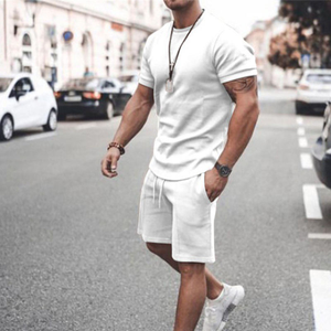 Conjunto de pantalones cortos de dos piezas, informales, transpirables, de talla grande, con logotipo personalizado, diseño personalizable de tejido polar - Product Image 1