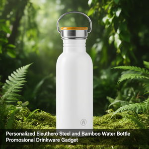 Borraccia Personalizzata in Acciaio e Bambù Eleuthero - Gadget Promozionale per Bevande - Product Image 3