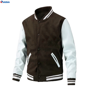 Hot Selling Men's Varsity Jacket Top Trendy Stand Collar Fashion <b>Quilted</b> Lining Custom Chenille Patches Windproof <b>Wool</b> Plus Size - Product Image 3