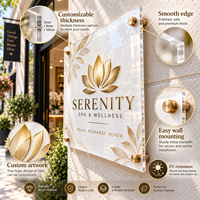 Panneau acrylique imprimé UV, motif personnalisé en couleur, fixation murale, résistant aux UV, pour cafés en extérieur, affichage du logo de la marque, plastique transparent