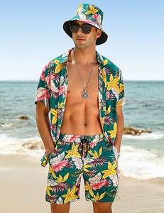 Ensembles de survêtements pour hommes Shorts Polos à fermeture éclair quart de tour Shorts inférieurs Tenues de sport Ensembles de survêtements d'été Ensembles courts décontractés hawaïens Confortables - Product Image 2