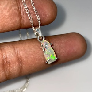 925 argent éthiopien naturel opale brute pierre précieuse pendentif Multi feu fait à la main cadeau chrétien pour ses enfants de Style Vintage - Product Image 5