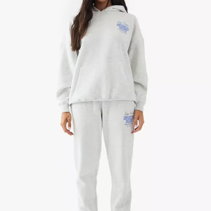 Top qualité femmes surdimensionné bulle Slogen survêtement pull à capuche et survêtement ensemble Street Wear léger respirant survêtement - Product Image 1