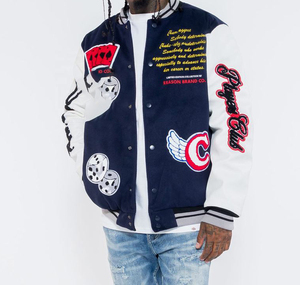 Cao đẳng bóng chày áo khoác cho nam giới mới thời trang biểu tượng tùy chỉnh Varsity máy bay ném bom Áo khoác AC Milan Trắng letterman Áo khoác - Product Image 1