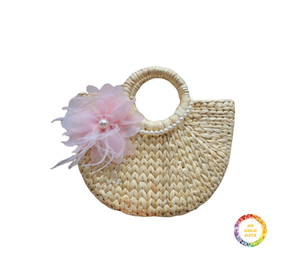 กระเป๋าสะพายไหล่สำหรับผู้หญิงกระเป๋าสะพายหวายสานด้วยมือทรงกลมทำจากฟางธรรมชาติสำหรับชายหาด - Product Image 6