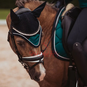 Bonnet anti-mouches pour chevaux couvre-oreilles au crochet léger et respirant lavable coupe confortable fabriqué au Pakistan excellent bonnet d'oreille - Product Image 6