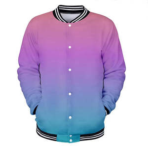 Nouvelle veste universitaire dégradée pour l'automne-hiver, col montant ajusté, logo frontal, bouton, nouvelles options de couleurs personnalisables, teinture unie - Product Image 3