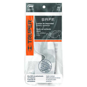 Occhiali di Sicurezza Truper LEN-ST con Lenti in Policarbonato Trasparente, Rivestimento Antigraffio, Design in Plastica a Telaio Intero, Certificazione ANSI Z87.1 - Product Image 1