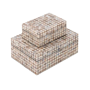 Boîte de nacre accrocheuse au design de luxe avec couvercle ensemble de 2 pour boîtes de rangement boîte-cadeau MOP en gros de l'usine du Vietnam - Product Image 2