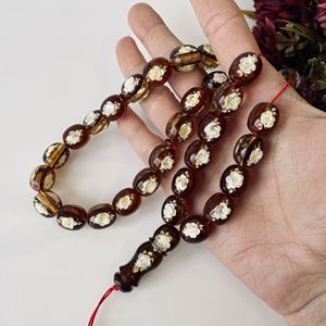 Tespih en ambre baltique sculpté à la main, 33 perles, jaune cerise, Misbaha de luxe - Product Image 5