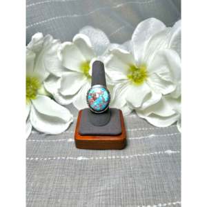 Dave Skeets Handmade <b>Boho</b> Statement <b>Ring</b> Golden Hill Turquoise & Sterling <b>Silver</b> with Bezel Setting Size 8.75 for Everyday Wear - Product Image 1