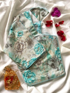 เสื้อเบลาส์คอวีผ้าเรยอนผ้าคอตตอนแท้สวยใส่เป็นทางการสำหรับฤดูร้อนเสื้อสุภาพพร้อมลายตะขอด้านหน้าพิมพ์ฟอยล์แบบไม่ต้องบุรอง - Product Image 3