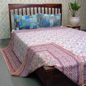 Handcrafted Indian Hand Block Printed Embroidered Cotton Dohar Queen Size Coverlet Set <b>Quilt</b> <b>for</b> <b>Sale</b> at Wholesale Price - Product Image 6