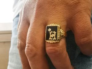 Anillo de sello antiguo para hombre, anillo con inicial de oro amarillo de 18 quilates, joyería victoriana, anillo de diamante con forma de letra - Product Image 4