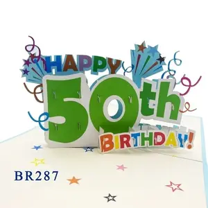 25th Birthday Pop Up Card Wholesale Number Birthday Card Paper Best Seller Custom Design Laser Cut Kirigami Gift Card
