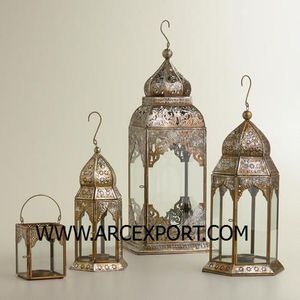 Lujosa Linterna Dorada de Metal con Diseño Antiguo, Decoración Elegante, Diseño Moderno de Última Moda, Accesorios para Ramadán - Product Image 6