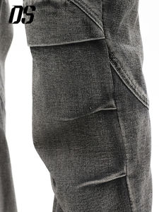 Pantaloni in Denim DS da Uomo Stile High-Street, Lavaggio Chiaro e Gamba Larga con Ricami a Diamante, Essenziali per l'Autunno - Product Image 5