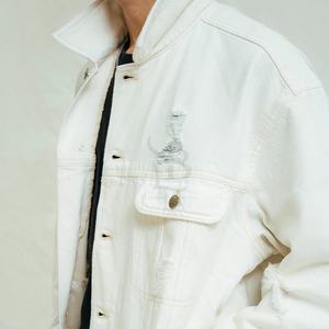 แจ็กเก็ตยีนส์สำหรับผู้ชายดีไซน์ใหม่แจ็กเก็ตยีนส์สีทึบสไตล์ลำลอง - Product Image 3