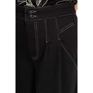 กางเกงลำลองผ้าแคนวาสทรงขากว้างสำหรับผู้หญิง WM-NDJ-WS25-002 กางเกงคาร์โก้ตกแต่งกระดุม ระบายอากาศได้ดีและน้ำหนักเบาสำหรับเด็กผู้หญิง - Product Image 1