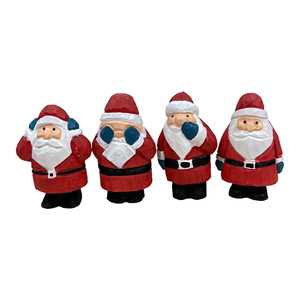 YEEYAYA Set di 4 Sculture in Legno di Babbo Natale, Statuette Intagliate a Mano per Decorazioni Natalizie e Regali - Product Image 2