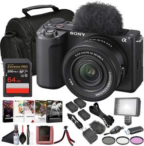 For New ZV-E10 II Mirrorless Vlogging Camera Kit with 16 50 mm OSS Lens <b>64GB</b> <b>Memory</b> <b>Card</b>, Filter Kit, Bag, 2 x NP-FZ100 Battery - Product Image 1