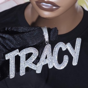 Collar con Colgante de Letra Cursiva con Incrustaciones de Diamantes de Imitación VVS Moissanite, Chapado en Oro sobre Plata 925, para Hombre, a Bajo Precio - Product Image 3