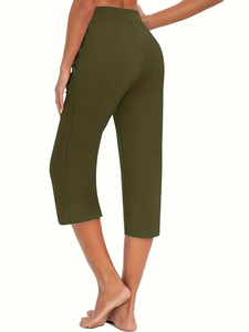 Pantalon BD en coton mélangé confortable pour femmes 3 pièces couleur unie taille moyenne lâche talon doux nœuds de bretzel décontracté toutes saisons pantalon - Product Image 3
