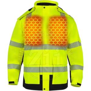 เสื้อแจ็คเก็ตนิรภัยสะท้อนแสงสีเหลือง ANSI Class 1 สำหรับผู้ชาย พร้อมไฟ LED กันน้ำ ผลิตจากไนลอน ทนลม  สามารถสกรีนโลโก้ได้ - Product Image 2