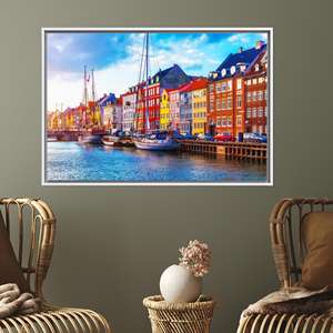 ภาพพิมพ์บนผ้าใบลายทิวทัศน์เดนมาร์ก - ศิลปะโคเปนเฮเกนอันหรูหรา,1P:กรอบสีขาว - Product Image 1