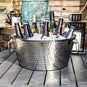 Large metal party tub for outdoor celebrations and backyard gatherings filled with ice and cold <b>drinks</b> - Product Image 6