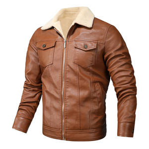 Directo de fábrica, nuevas chaquetas de invierno de cuero genuino personalizadas con cremallera para hombres, chaqueta cortavientos informal de motociclista para hombres - Product Image 3