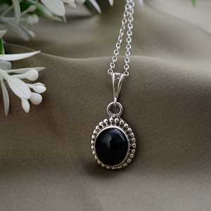 Black Onyx <b>Necklace</b> <b>Boho</b> Brass <b>Necklace</b> For Women Silver Plated Ethnic Tribal Jewelry Wholesale Pendants - Product Image 4