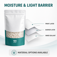 Pochettes à bec verseur multi-tailles pour emballage de capsules et comprimés, qualité alimentaire supérieure, avec impression personnalisée