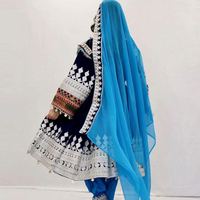 Kedatangan Baru 2025 Gaun Pesta Maxi Lengan Panjang Wanita Model Slim Fit Afghan Kuchi Salwar Kameez Bahan Georgette Sutra Bordir Modis