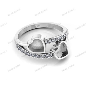 Nuevo anillo de ajuste de piedra de montaje Semi, bisel de corazón de 6mm, recuerdo de resina en blanco, joyería fina, bonito regalo para mujer, anillo de Plata de Ley 925 - Product Image 6