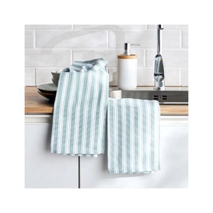 <b>Waffle</b> Weave Kitchen Towel Sets 40x40cm Grey Geometric Embroidered Ultra Durable Bulk OEM ODM Export India - Product Image 3