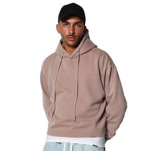 Beige Heavyweight Hoodie Hombres 350GSM 100% Algodón Pullover Streetwear Soft Fleece Fabric Oversized Fit Custom Logo OEM ODM Factory - Product Image 1